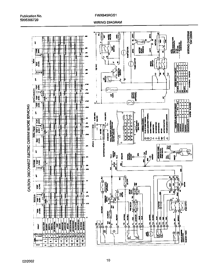 134123900 WIRING DIAGRAM Diagram and Parts List for FWXB45RGS1  Frigidaire Washer