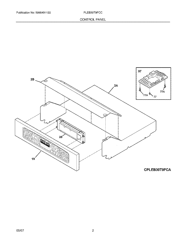 CONTROL PANEL Diagram and Parts List for PLEB30T9FCC  Frigidaire Wall Oven