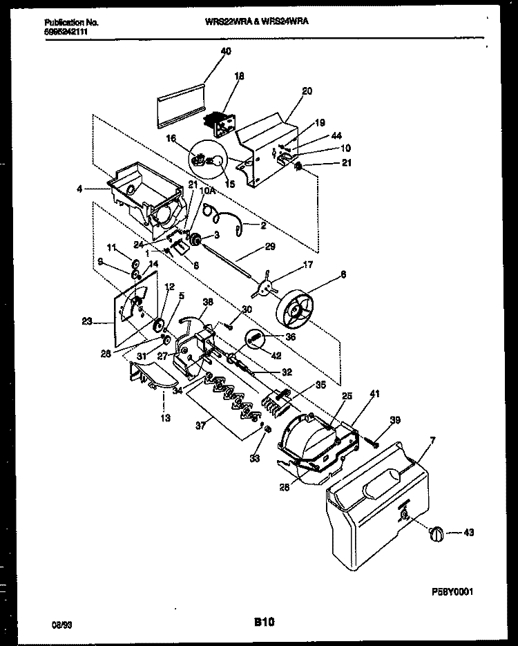 ICE DISPENSER Diagram and Parts List for WRS24WRAW1  Frigidaire Refrigerator