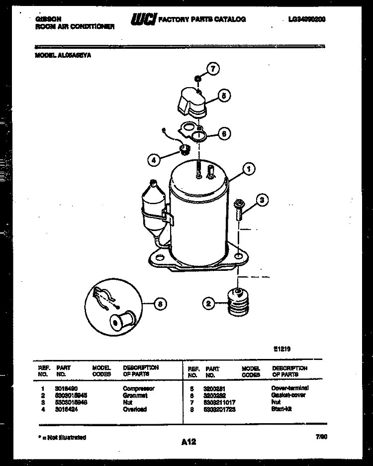 COMPRESSOR Diagram and Parts List for AL05A6EYA  Gibson Air Conditioner