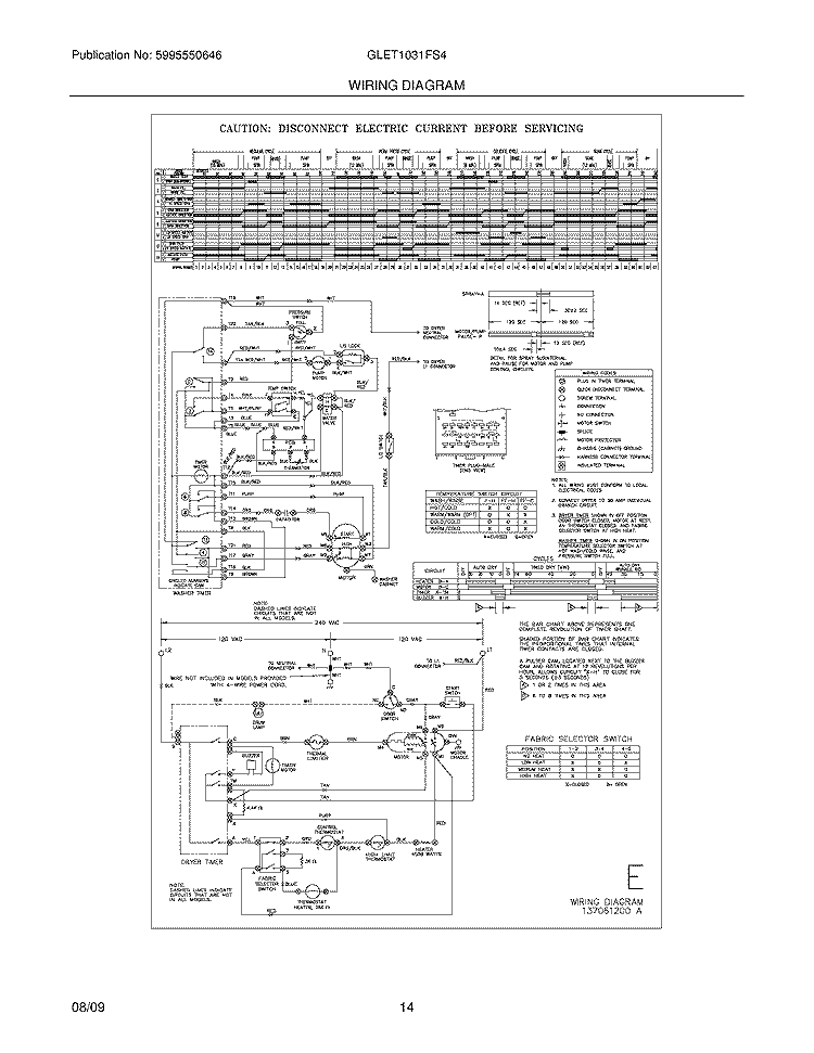 WIRING DIAGRAM Diagram and Parts List for GLET1031FS4  Frigidaire Washer Dryer Combo