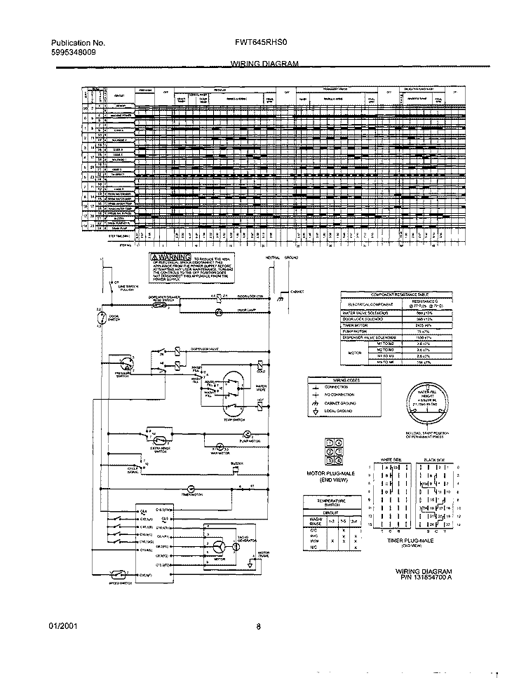 131854700 WIRING DIAGRAM Diagram and Parts List for FWT645RHS0  Frigidaire Washer