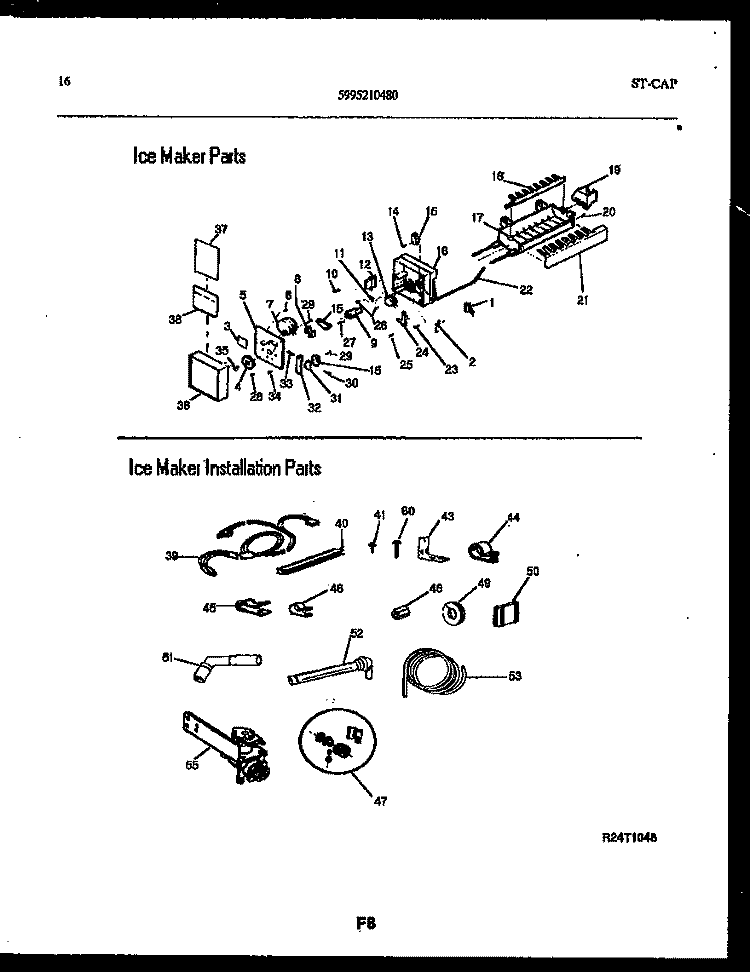 ICE MAKER AND INSTALLATION PARTS Diagram and Parts List for FPCEW21TIRW1  Frigidaire Refrigerator