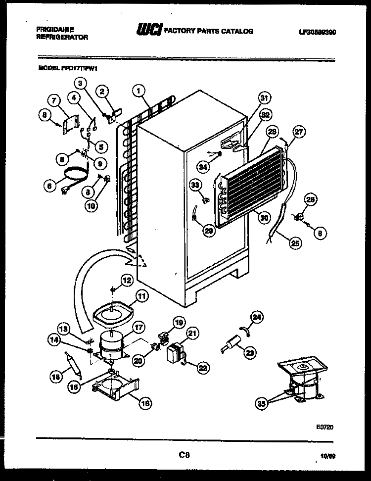 SYSTEM AND AUTOMATIC DEFROST PARTS Diagram and Parts List for FPD17TIFA1  Frigidaire Refrigerator