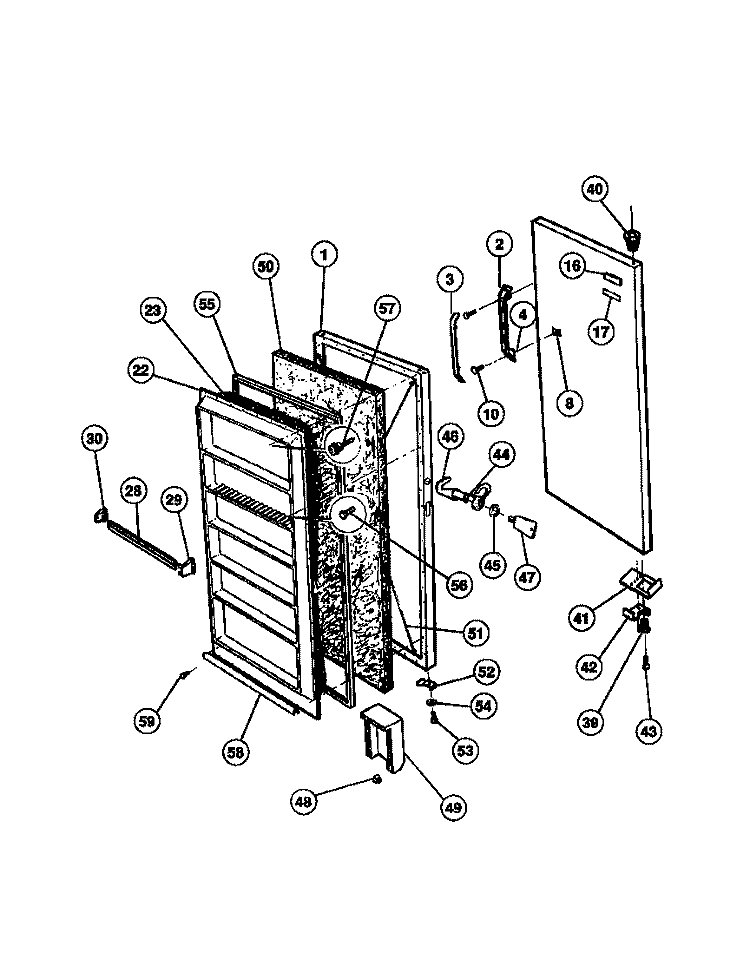 DOOR Diagram and Parts List for TFU21M7AW3  Tappan Freezer