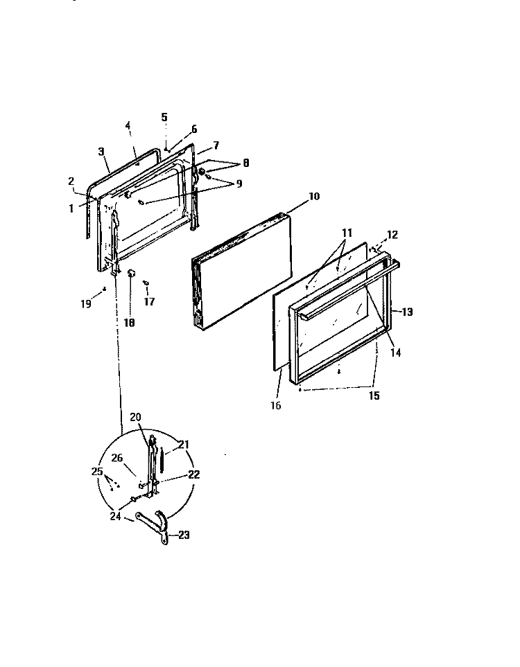 DOOR Diagram and Parts List for KF350GDD3  Frigidaire Wall Oven