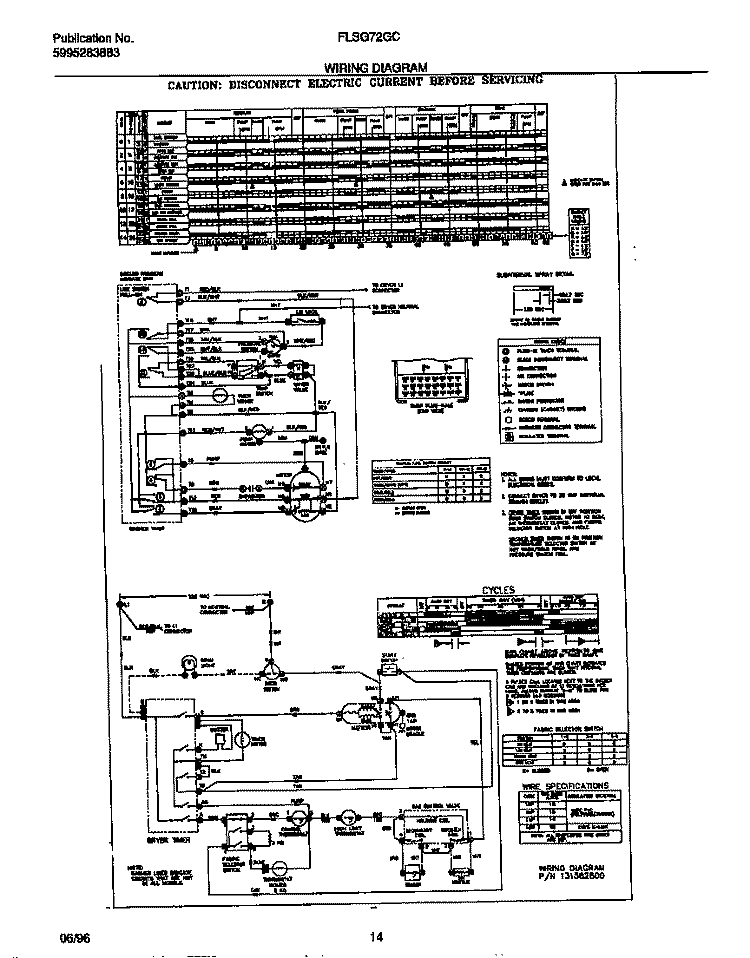 WIRING DIAGRAM Diagram and Parts List for FLSG72GCS3  Frigidaire Washer Dryer Combo