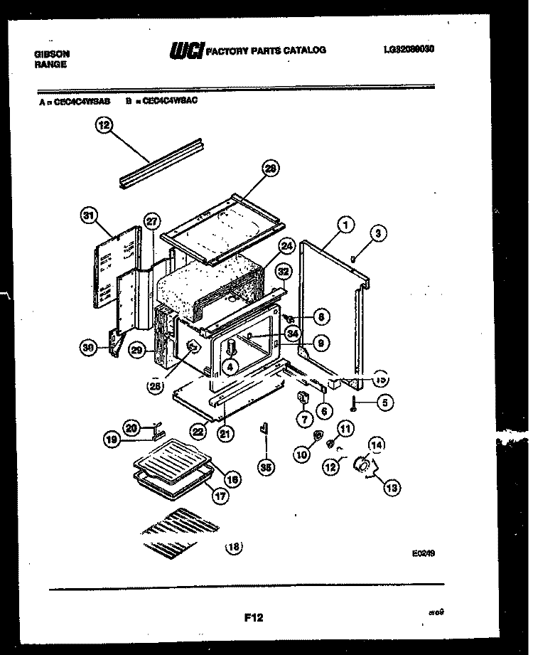 BODY PARTS Diagram and Parts List for CEC4C4WSAB  Gibson Range