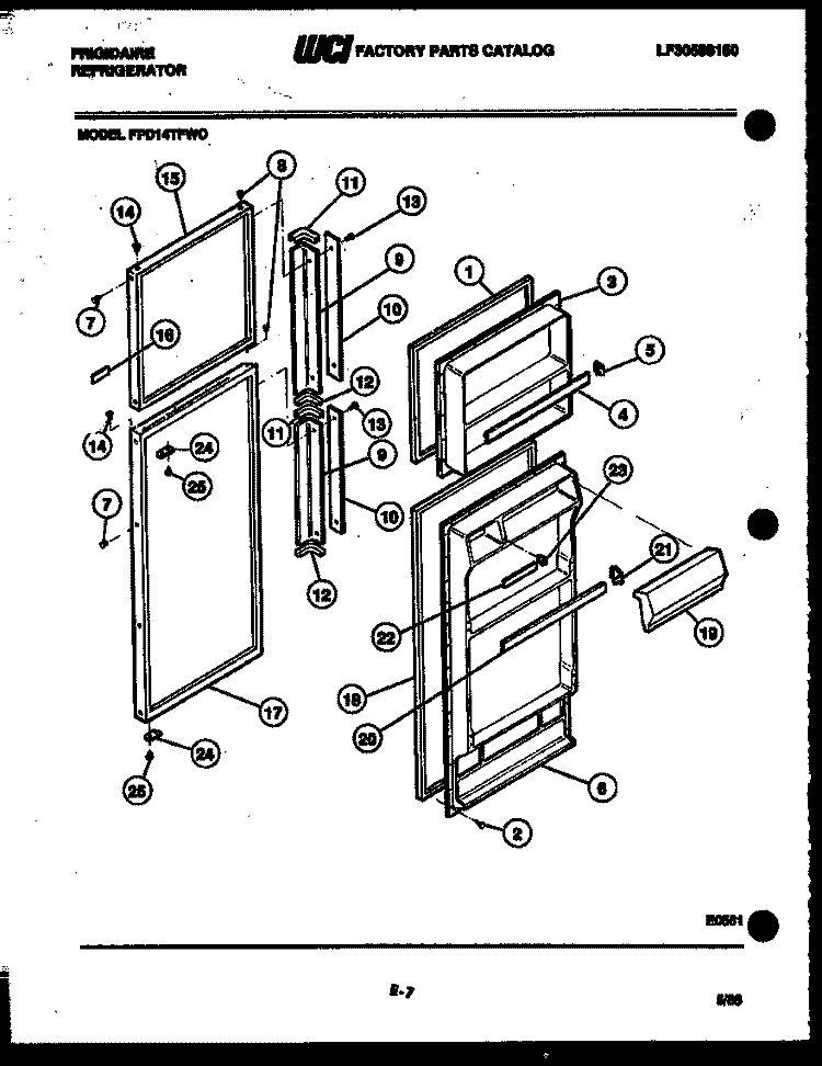DOOR PARTS Diagram and Parts List for FPD14TFL0  Frigidaire Refrigerator