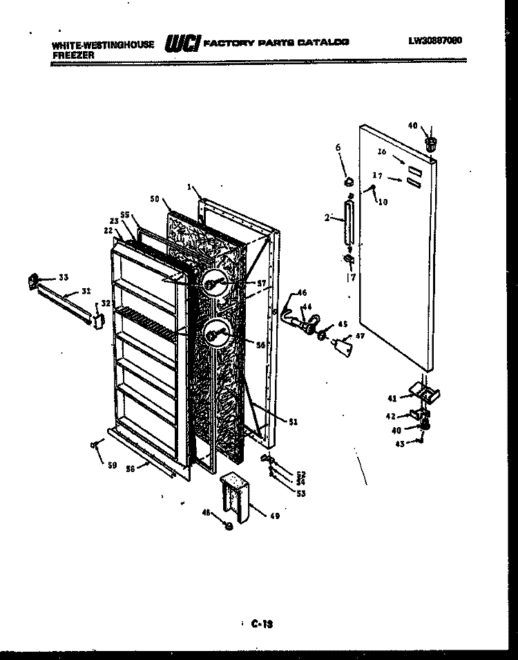 DOOR PARTS Diagram and Parts List for FU019ARW5  Frigidaire Freezer