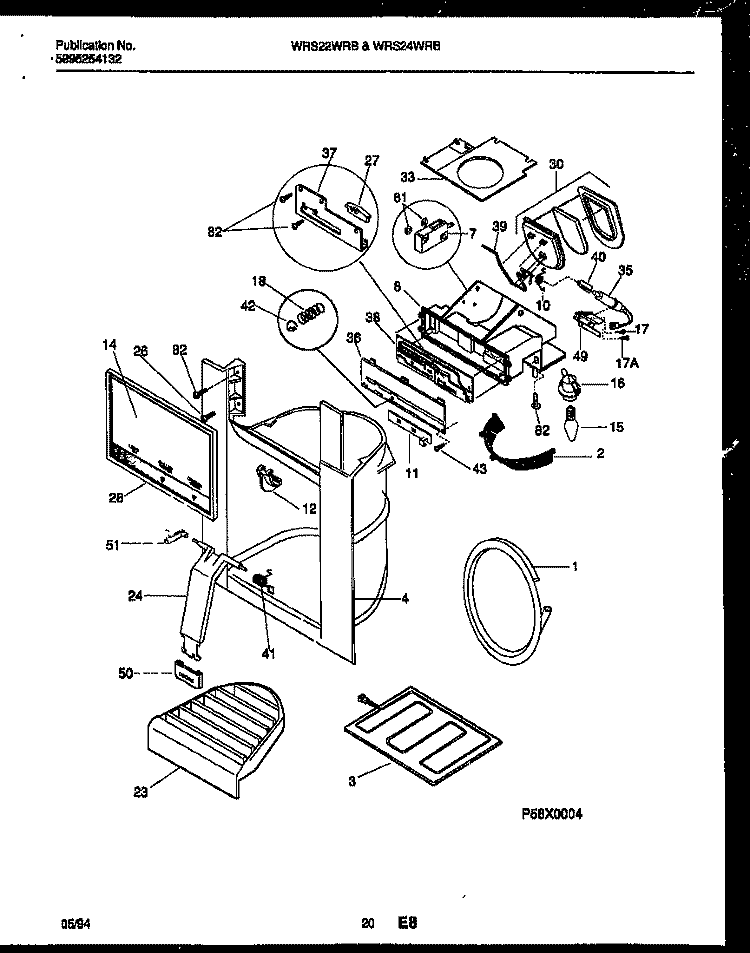 ICE DOOR, DISPENSER AND WATER TANKS Diagram and Parts List for WRS22WRBD0  Frigidaire Refrigerator