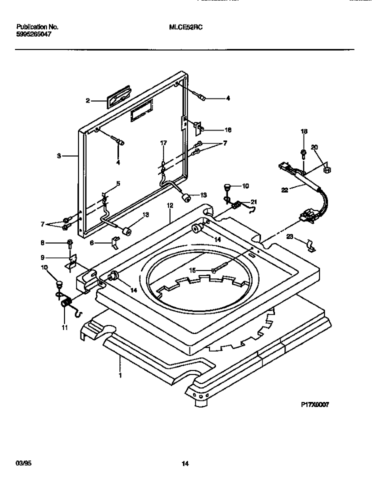 WASHER - TOP PANEL Diagram and Parts List for MLCE52RCS1  Frigidaire Washer