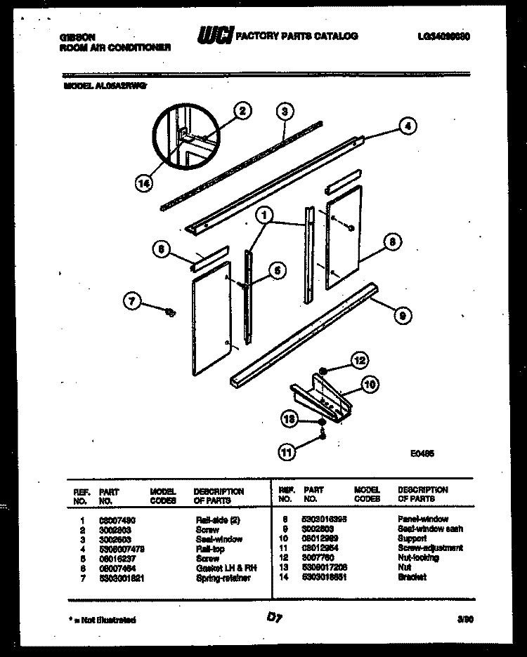 CABINET AND INSTALLATION PARTS Diagram and Parts List for AL05A2RWG  Gibson Air Conditioner