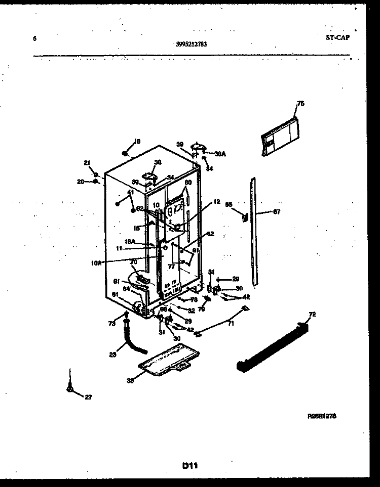 CABINET PARTS Diagram and Parts List for RSG192NCD1  Frigidaire Refrigerator