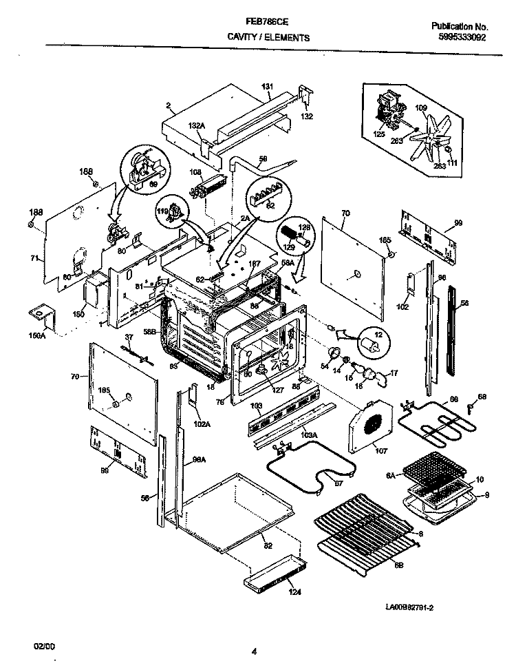 BODY Diagram and Parts List for FEB786CEBH  Frigidaire Wall Oven
