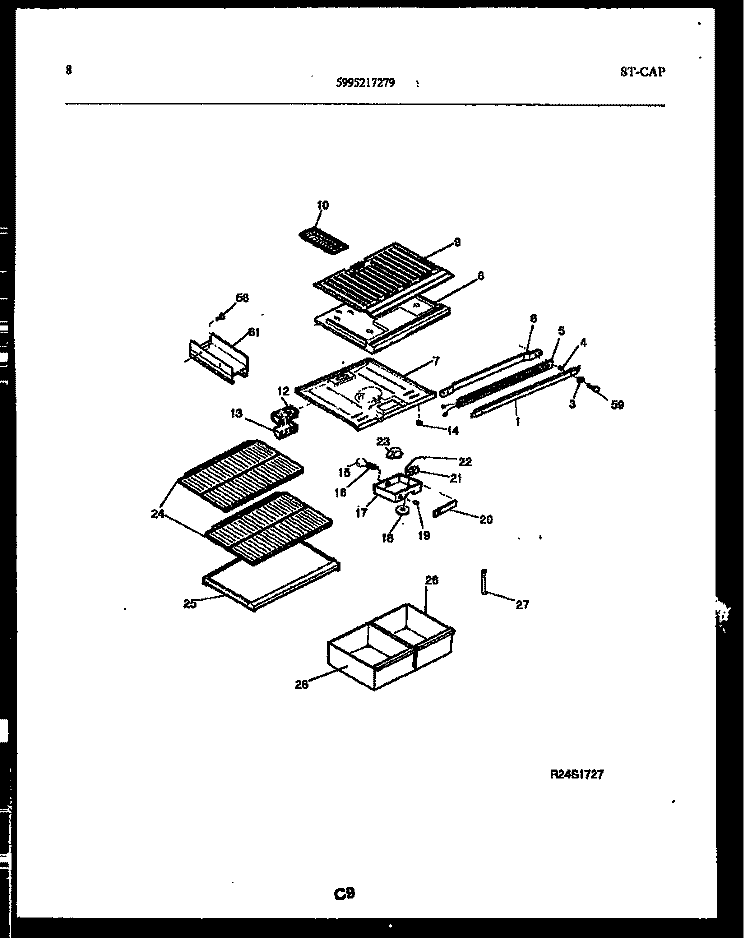 SHELVES AND SUPPORTS Diagram and Parts List for GTL160BK1  Frigidaire Refrigerator