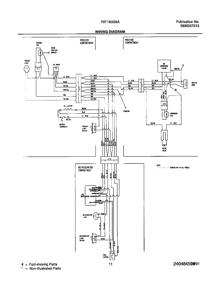 WIRING DIAGRAM Diagram and Parts List for FRT18GS6AQ0  Frigidaire Refrigerator