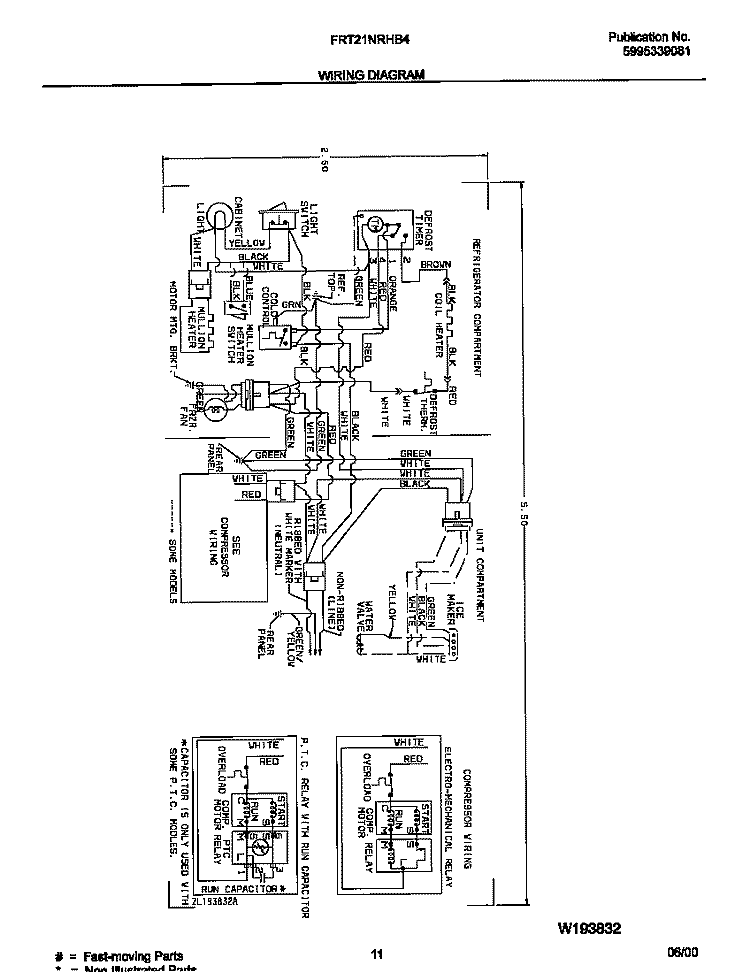 WIRING DIAGRAM Diagram and Parts List for FRT21NRHB4  Frigidaire Refrigerator