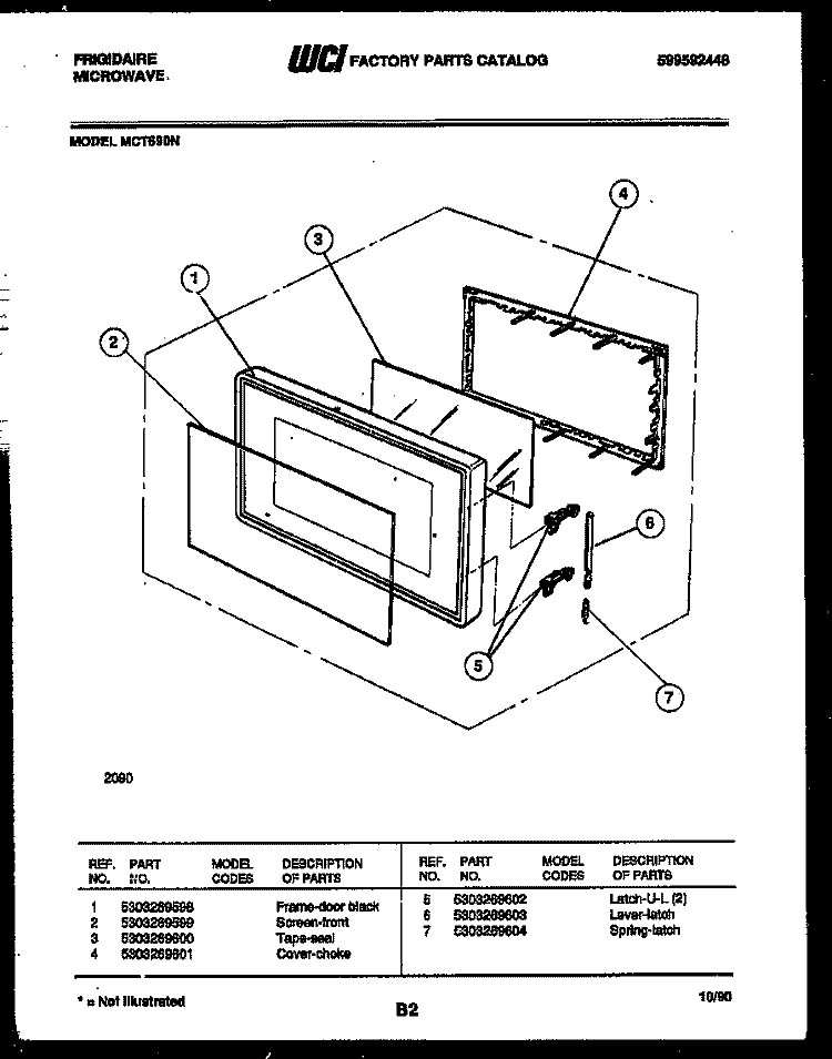 DOOR PARTS Diagram and Parts List for MCT690N  Frigidaire Microwave