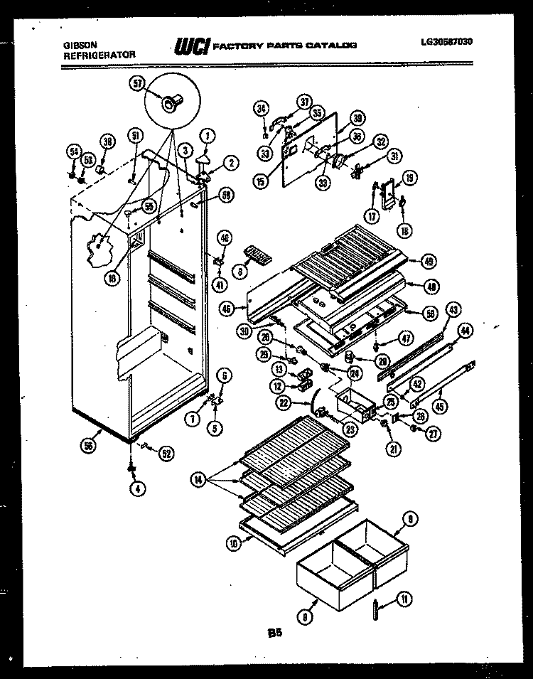 CABINET PARTS Diagram and Parts List for RD16F3WT3B  Gibson Refrigerator