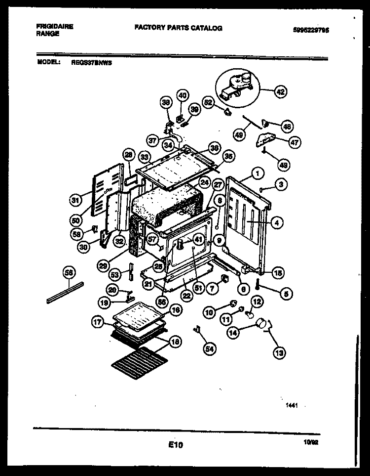 BODY PARTS Diagram and Parts List for REGS37BNW5  Frigidaire Range