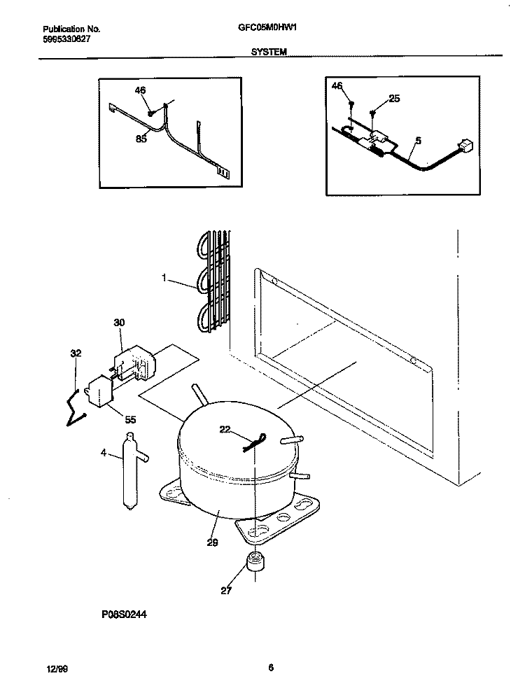 SYSTEM Diagram and Parts List for GFC05M0HW1  Gibson Freezer