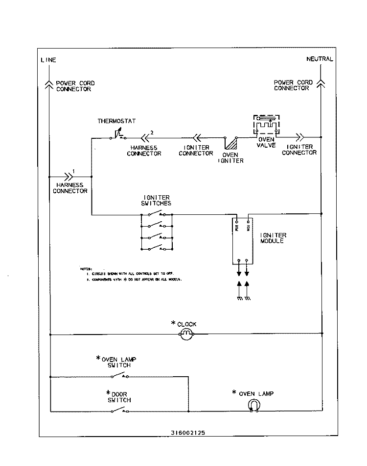 WIRING DIAGRAM Diagram and Parts List for WGF325BADB  Frigidaire Range