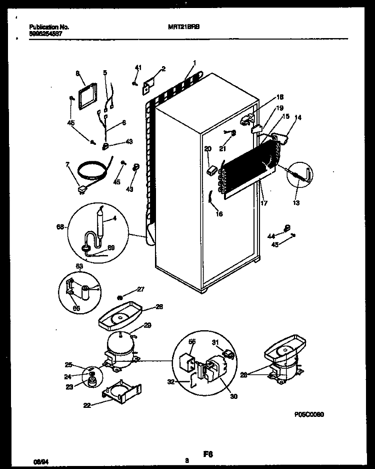 SYSTEM AND AUTOMATIC DEFROST PARTS Diagram and Parts List for MRT21BRBW0  Frigidaire Refrigerator