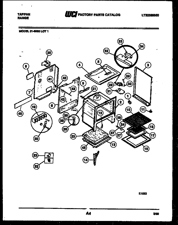 BODY PARTS Diagram and Parts List for 31-6969-00-01  Tappan Range