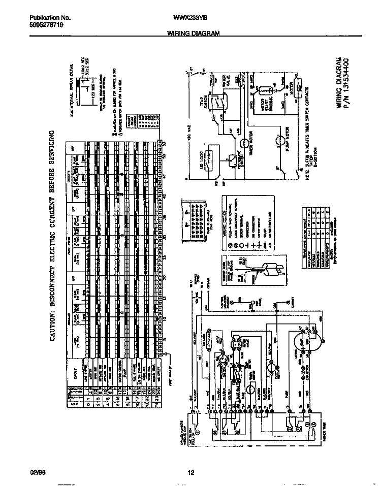 WIRING DIAGRAM Diagram and Parts List for WWX233YBW3  Frigidaire Washer