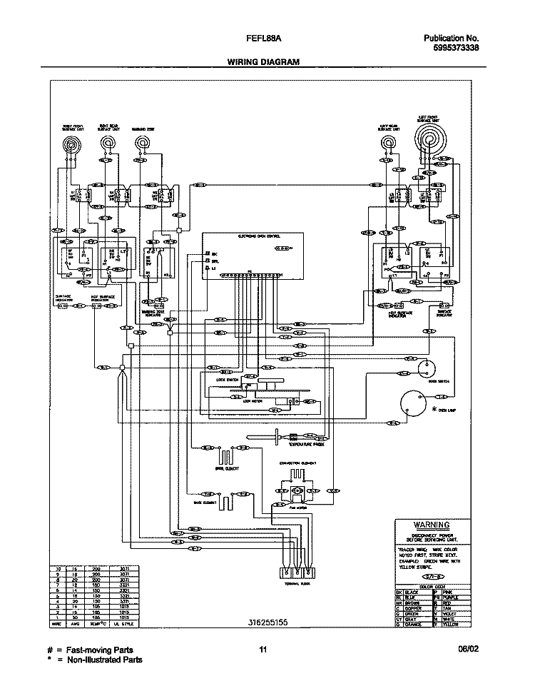 WIRING DIAGRAM Diagram and Parts List for FEFL88ASA  Frigidaire Range