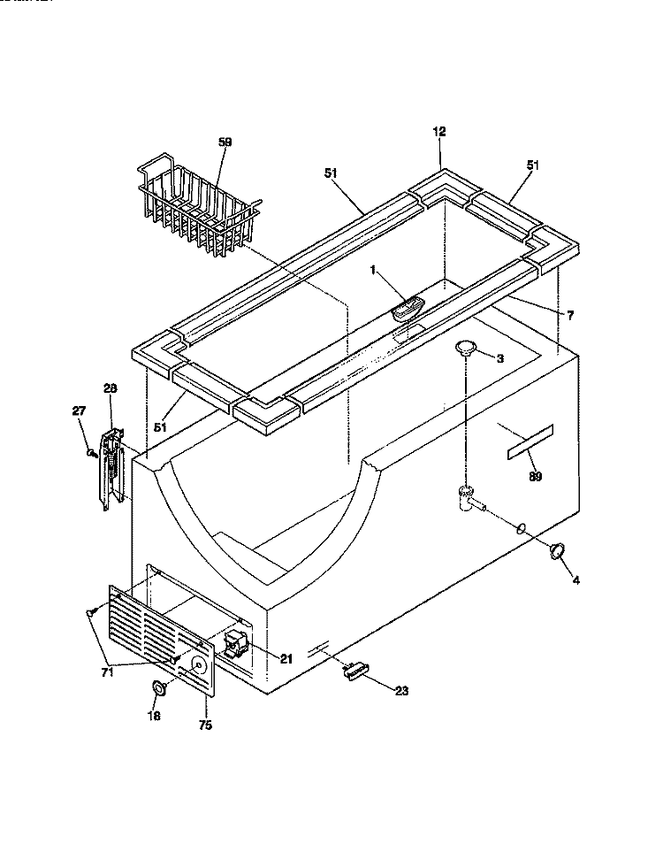 CABINET / CONTROL / SHELVES Diagram and Parts List for MFC09M2BW2  Frigidaire Freezer