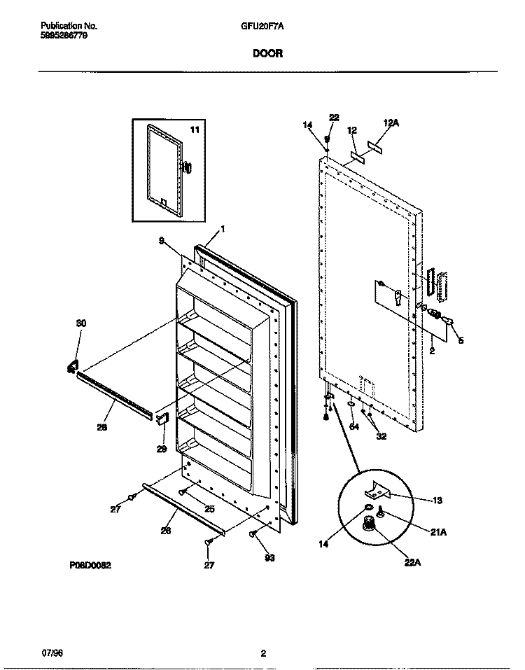 DOOR Diagram and Parts List for GFU20F7AW7  Gibson Freezer