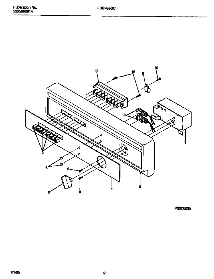 CONSOLE PAGE Diagram and Parts List for FDB768GCC0  Frigidaire Dishwasher