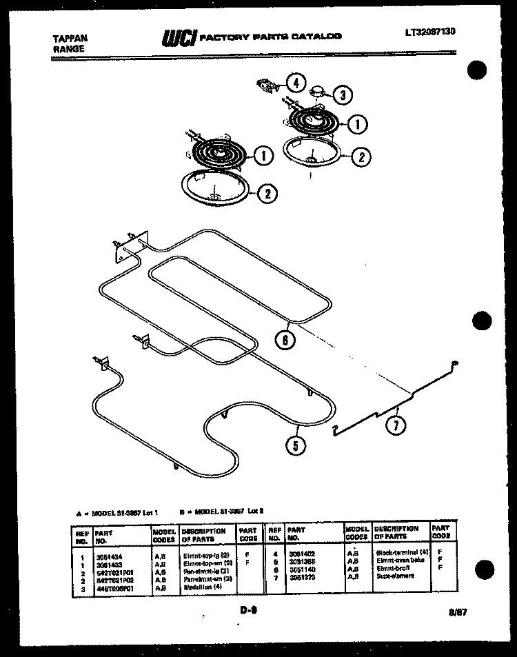 BROILER PARTS Diagram and Parts List for 31-3857-66-01  Tappan Range