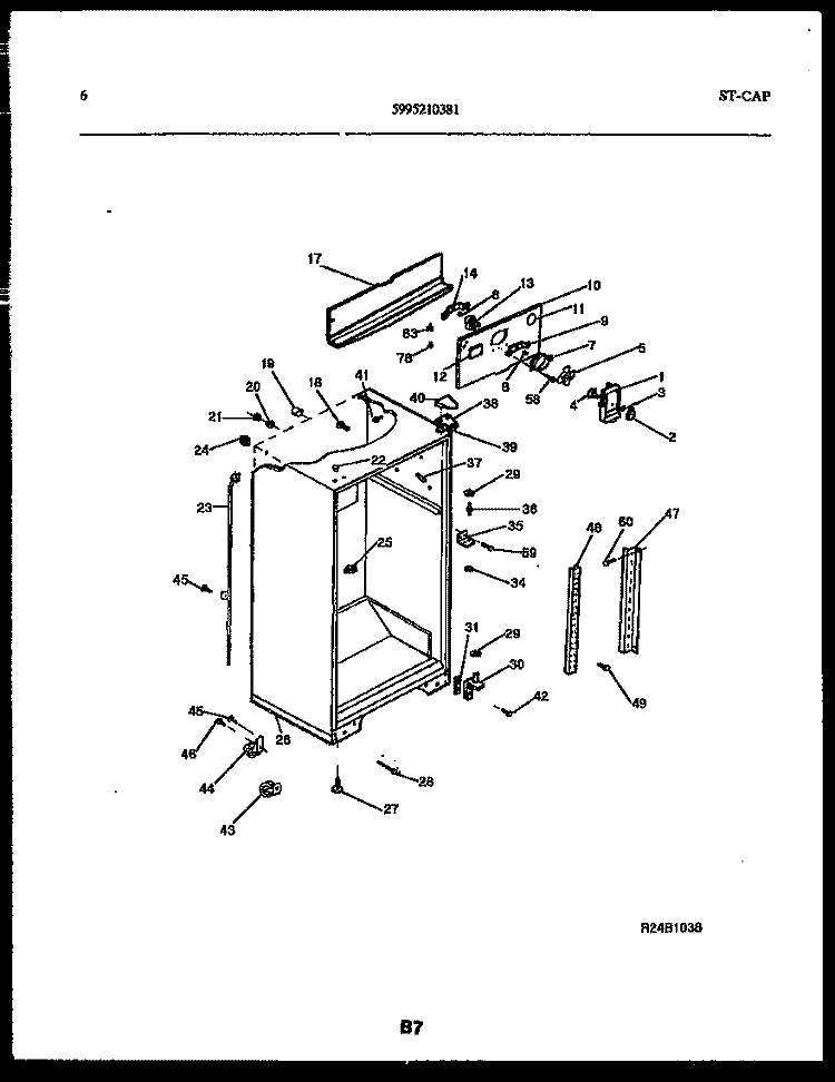 CABINET PARTS Diagram and Parts List for FPCE19TRL0  Frigidaire Refrigerator