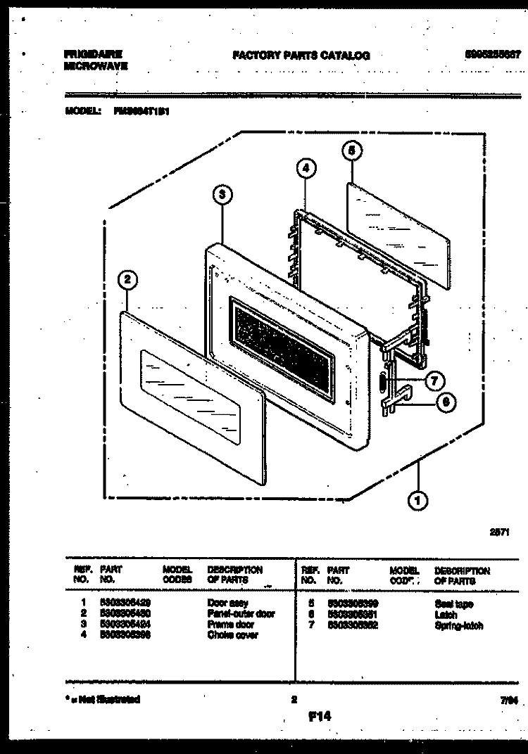 DOOR PARTS Diagram and Parts List for FMS084T1B1  Frigidaire Microwave