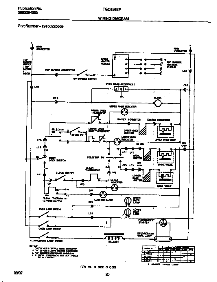 WIRING DIAGRAM Diagram and Parts List for TGO356BFWB  Tappan Range