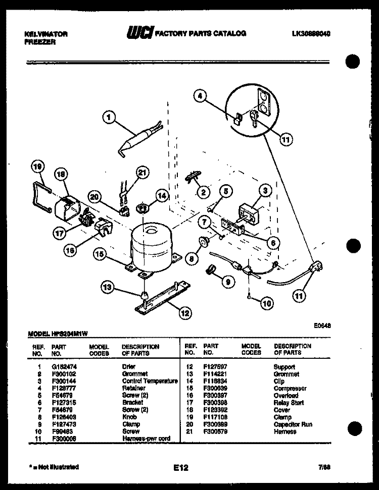 SYSTEM AND ELECTRICAL PARTS Diagram and Parts List for HFS204FM1W  Kelvinator Freezer