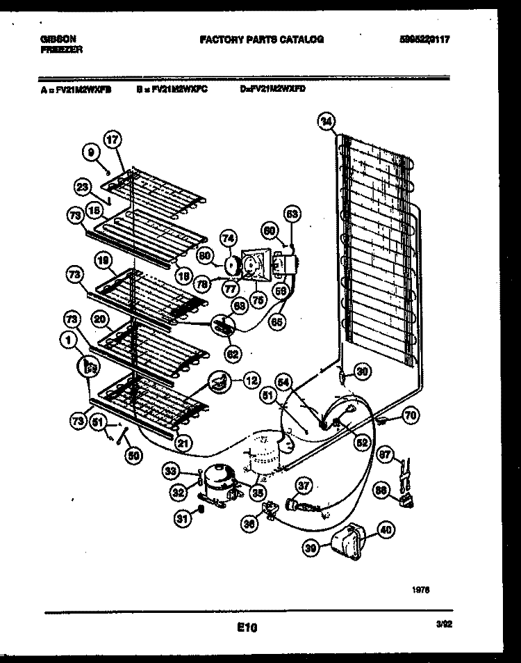 SYSTEM AND ELECTRICAL PARTS Diagram and Parts List for FV21M2WXFD  Gibson Freezer