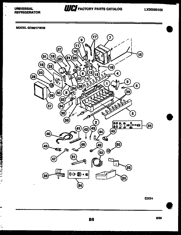 ICE MAKER AND INSTALLATION PARTS Diagram and Parts List for GTN217WHL2  Uni Refrigerator
