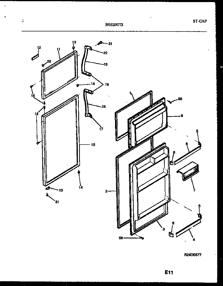 DOOR PARTS Diagram and Parts List for GTN198BH3  Frigidaire Refrigerator