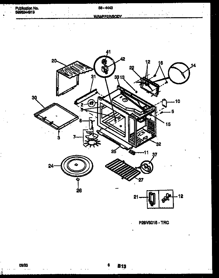 WRAPPER AND BODY PARTS Diagram and Parts List for 56-4443-10-01  Tappan Microwave