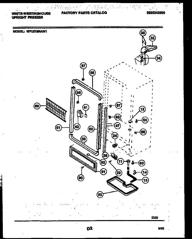 CABINET PARTS Diagram and Parts List for WFU21M4AW1  Frigidaire Freezer