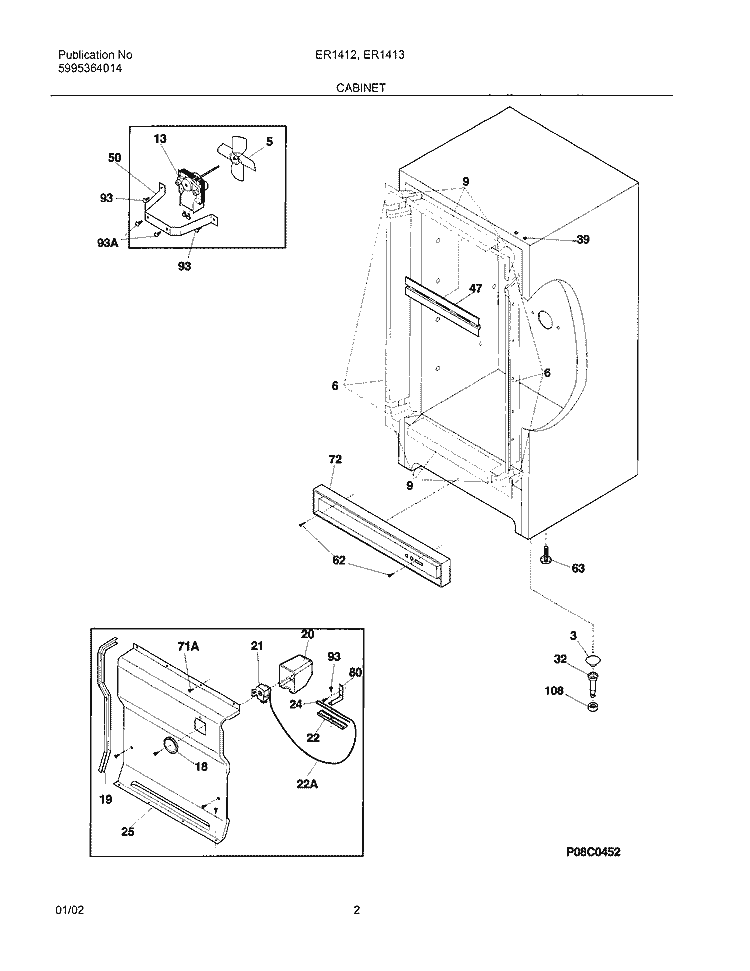 CABINET Diagram and Parts List for ER1412  Frigidaire Freezer