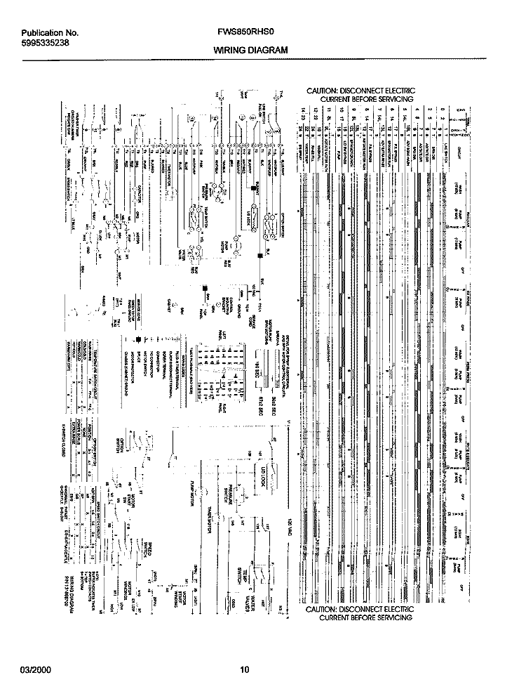 WIRING DIAGRAM Diagram and Parts List for FWS850RHS0  Frigidaire Washer
