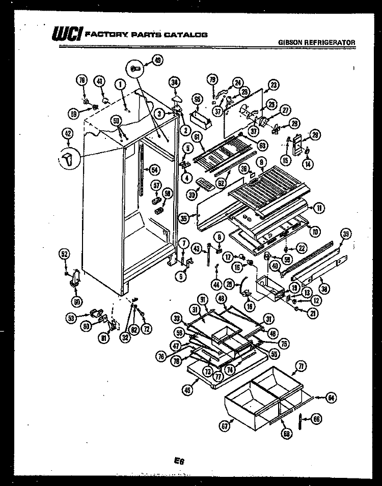 CABINET PARTS Diagram and Parts List for RT17F9WT3B  Gibson Refrigerator