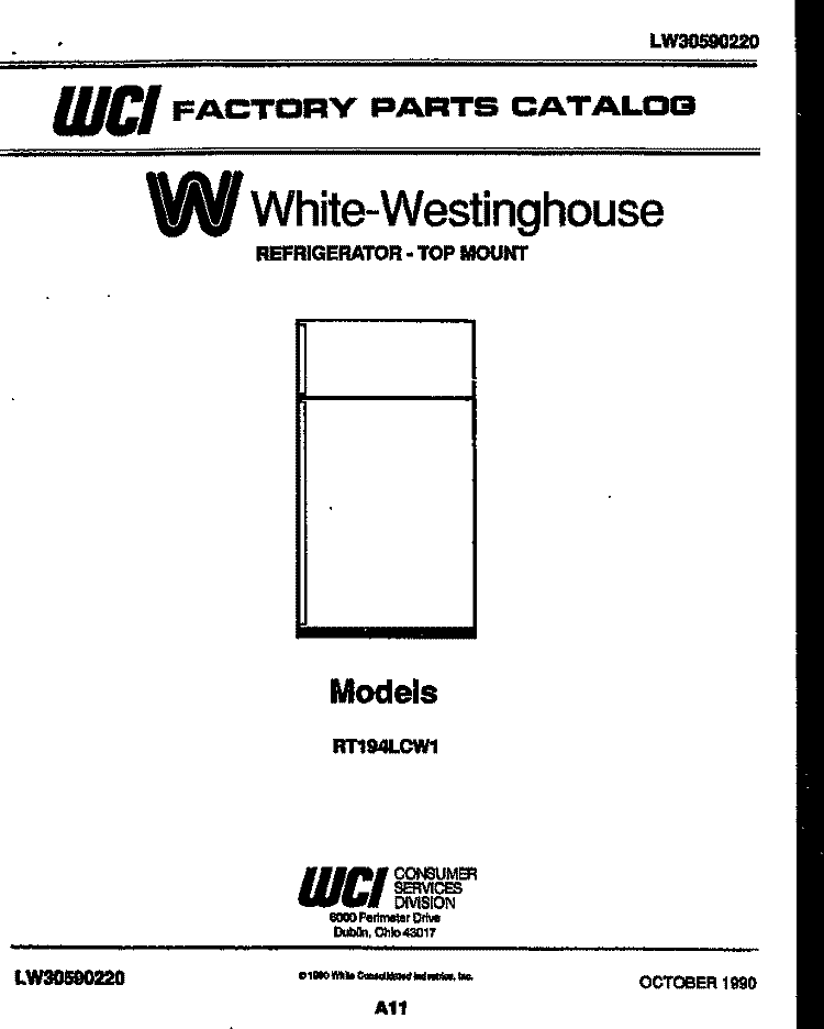 DOOR PARTS Diagram and Parts List for RT194LCW1  Frigidaire Refrigerator