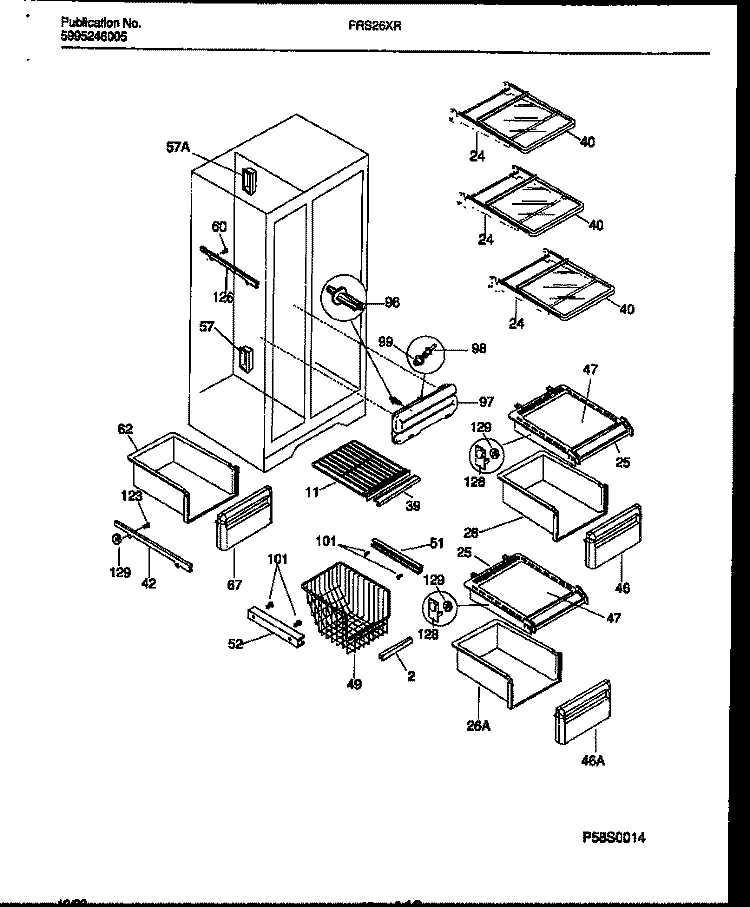 SHELVES AND SUPPORTS Diagram and Parts List for FRS26XRAB0  Frigidaire Refrigerator