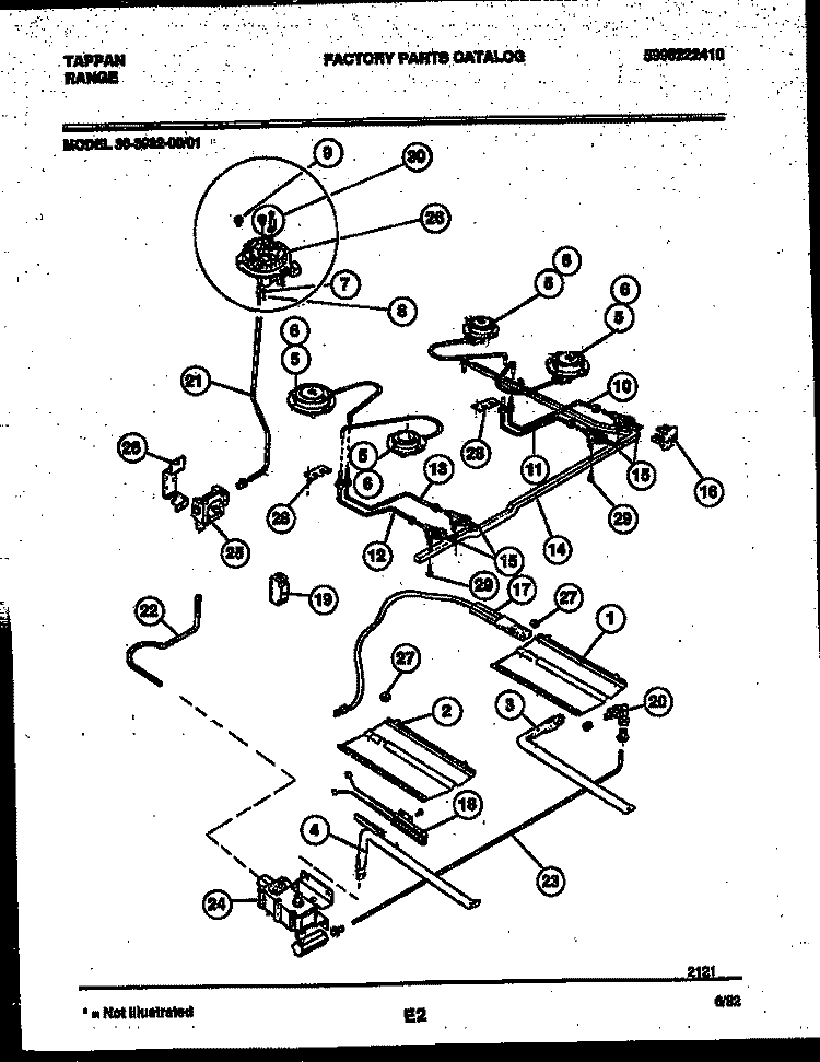 BURNER, MANIFOLD AND GAS CONTROL Diagram and Parts List for 30-3982-23-01  Tappan Range